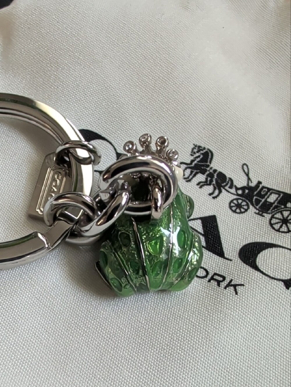 Coach Frog Prince Enameled Keychain With Swarovski Crystals (92448) EUC - Picture 5 of 7